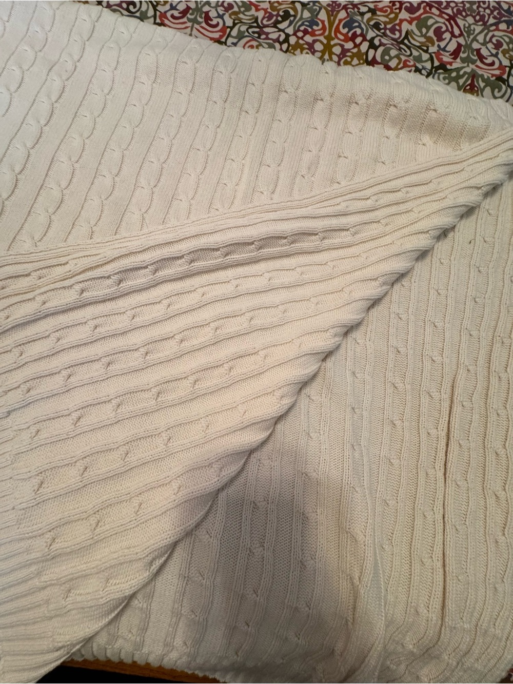 Lauren Ralph Lauren cream cable knit blanket - Picture 2 of 5